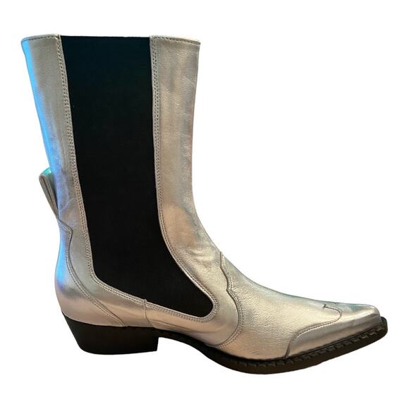 BY FAR Western Cowboy Designer Otis Nappa Heeled Ankle Chelsea Boots Leather 37 - Picture 1 of 13